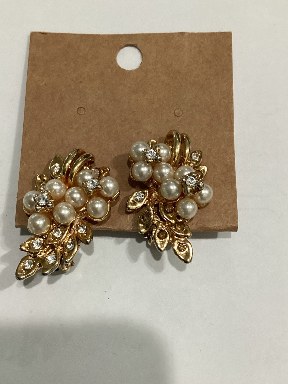 Gold Pearl Cluster Clip-On Earrings